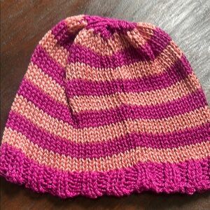 Striped Pink and Peach Kids Beanie